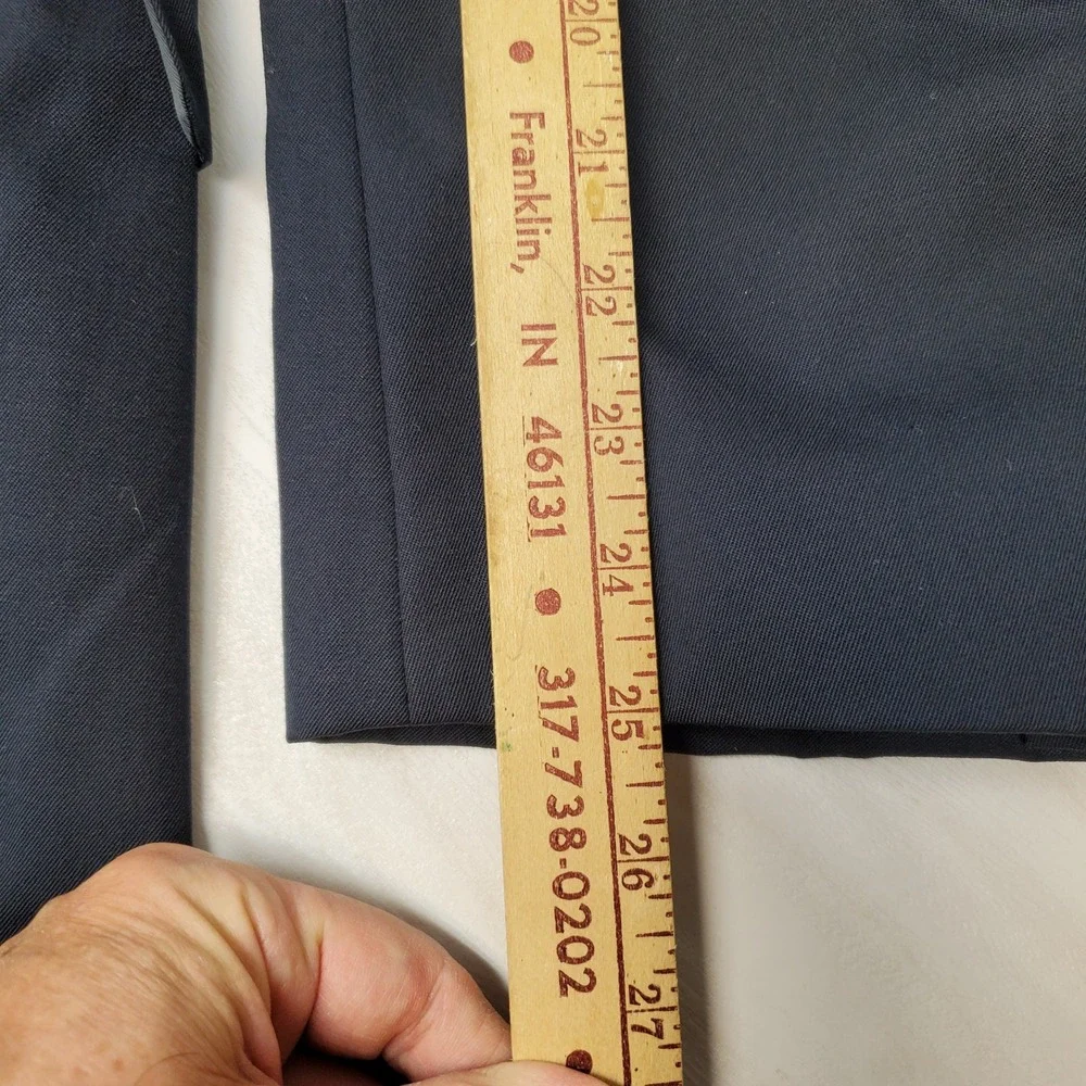 Vntg Trieste Mens Navy Blue Wool Blend Two Button Blazer 44R Old Money 90s Y2K